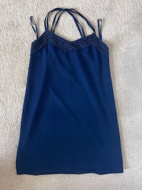 mahina Navy Blue Strappy Camisole with Lattice Trim